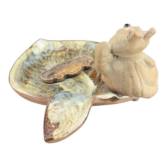 Vintage Pottery Craft Pryland USA Cat W Tie Trinket Dish Plate Hand Made Ceramic - Picture 5 of 10